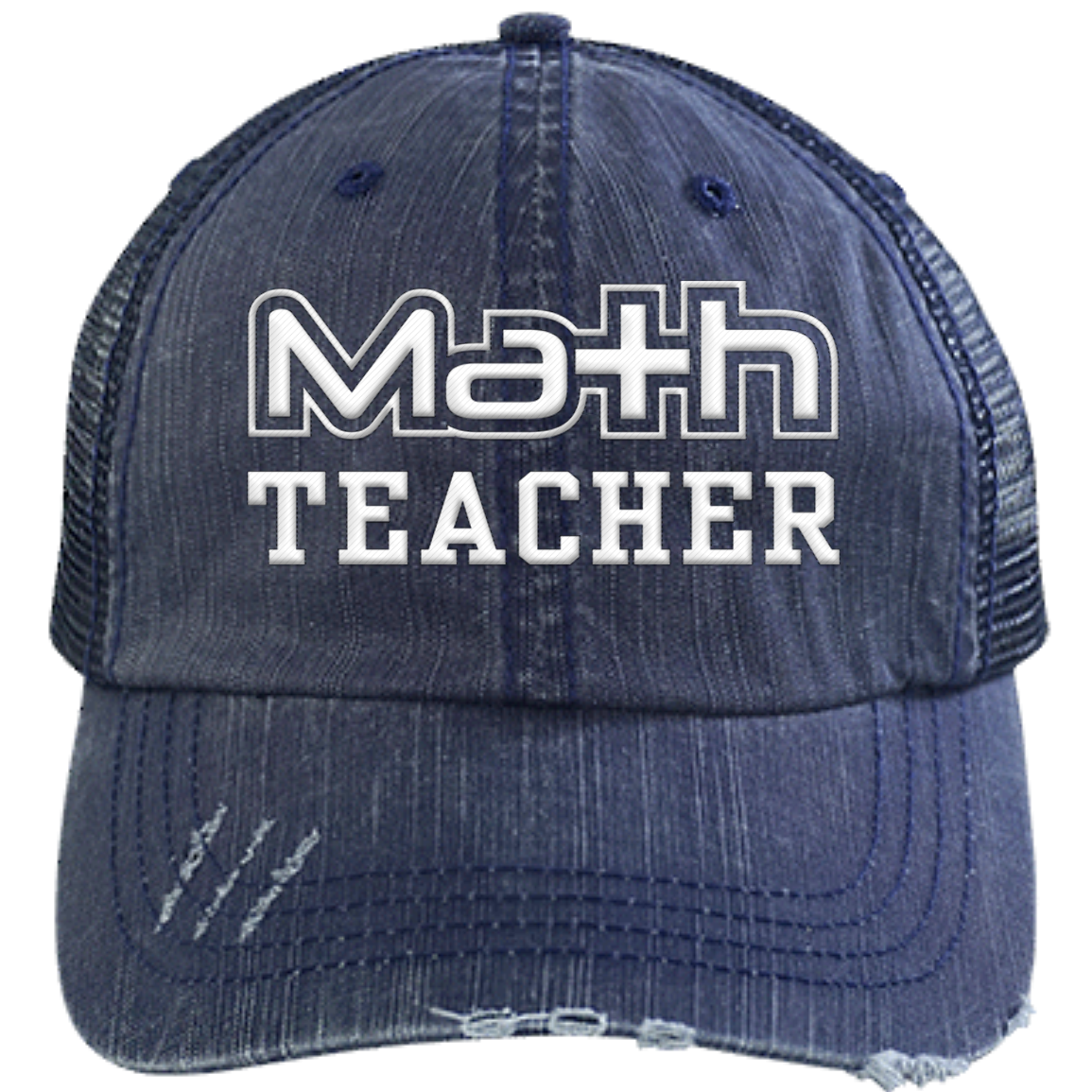 Math Teacher Distressed Unstructured Trucker Cap