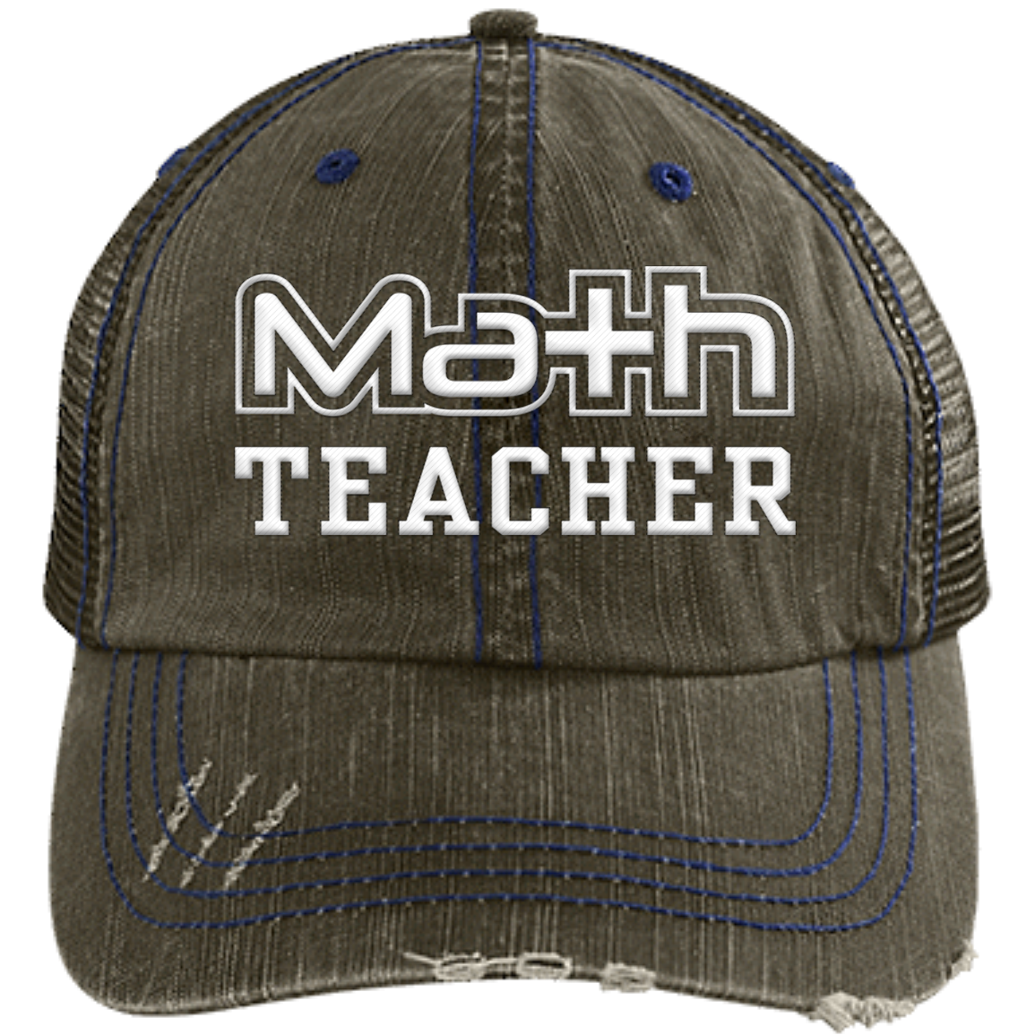 Math Teacher Distressed Unstructured Trucker Cap