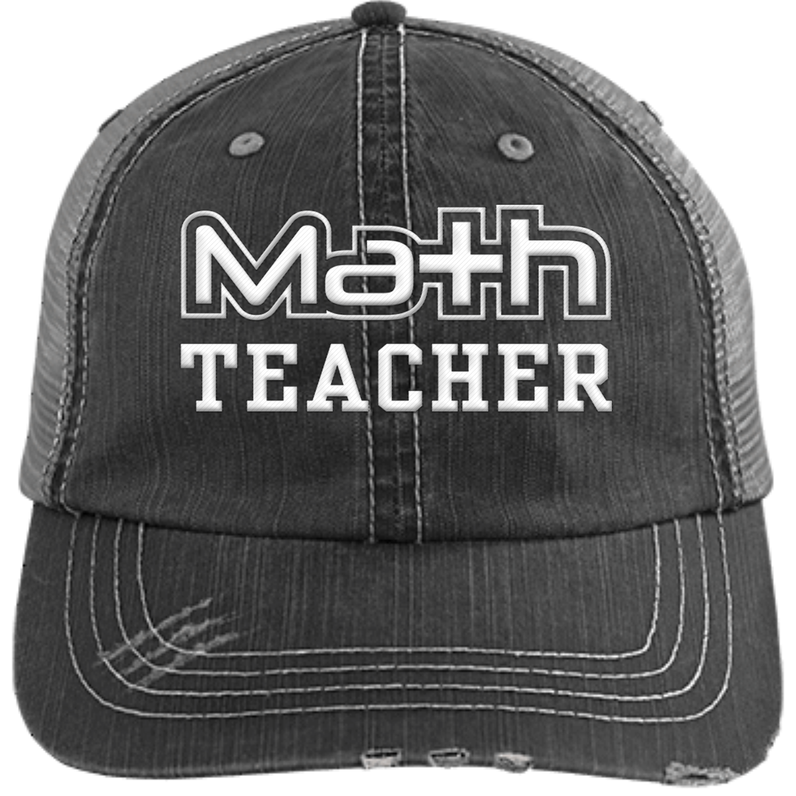 Math Teacher Distressed Unstructured Trucker Cap