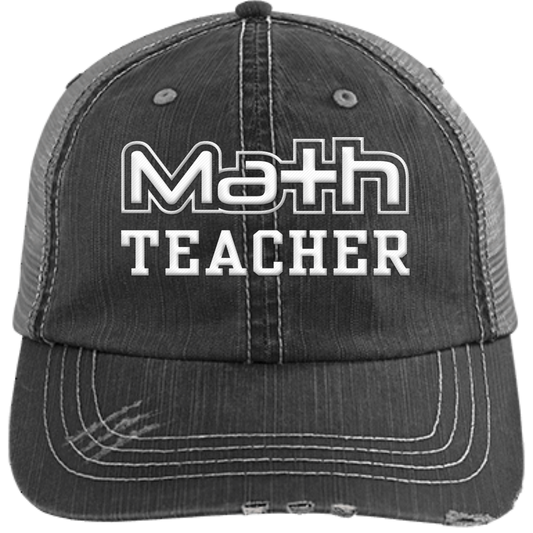 Math Teacher Distressed Unstructured Trucker Cap