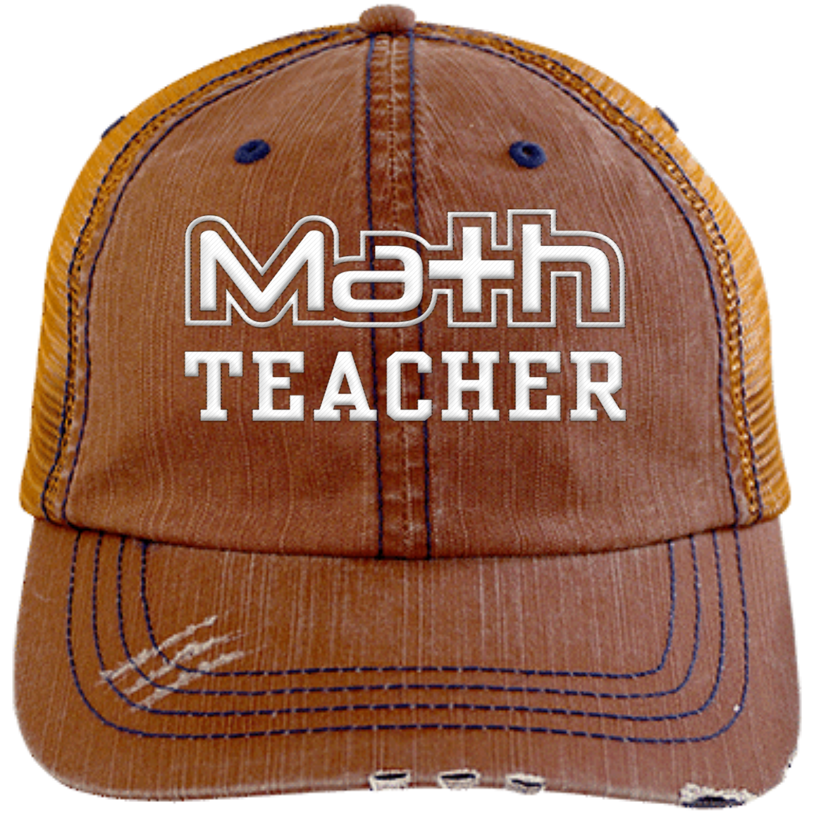 Math Teacher Distressed Unstructured Trucker Cap